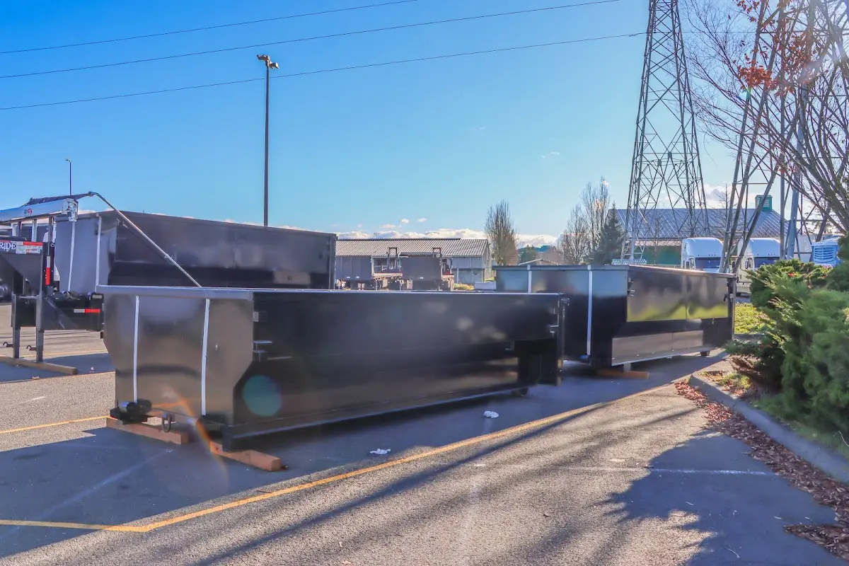 Roll-off dumpster ready for waste disposal at job site for Roll Off Dumpster Rental in Hooksett